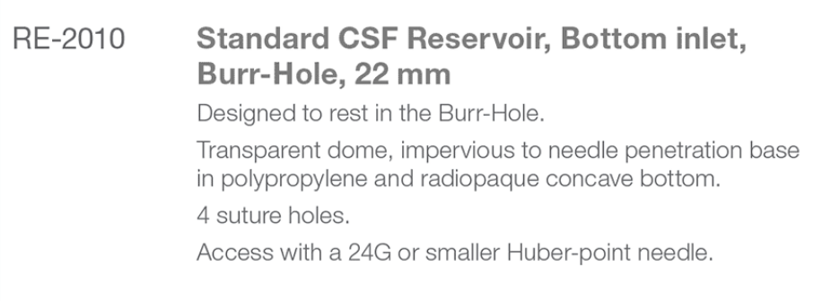 RE- 2010 Bottom Inlet Standard Reservoir desc from Rycol Medical in Ireland