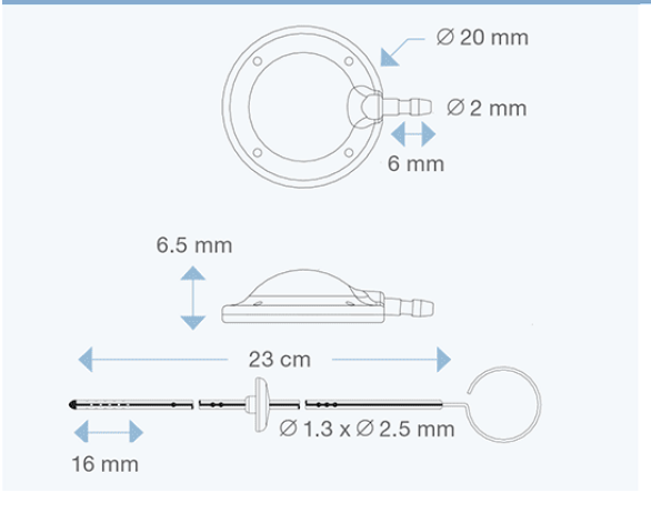 RE-1021 Side Inlet Reservoir product diagram from Rycol Medical in Ireland