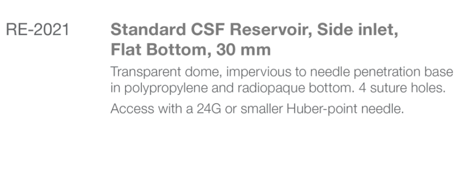 RE-2021 Side Inlet Reservoir product Spec from Rycol Medical in Ireland