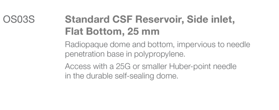 OS03S Side Inlet Reservoir product Spec from Rycol Medical in Ireland