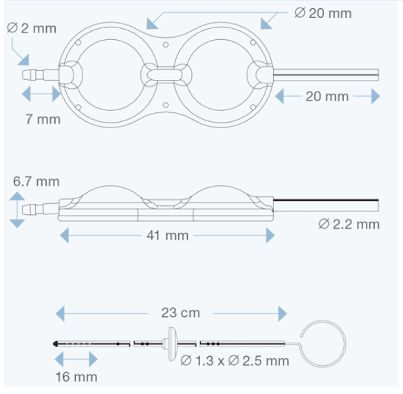 RE-1241 Double Dome Shunt Reservoir diagram from Rycol Medical in Ireland