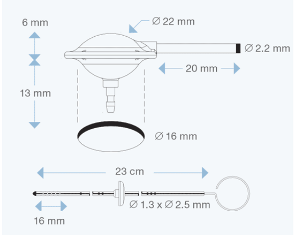 Re-2030 Burr Hole Type Convertible Reservoir spec from Rycol Medical in Ireland