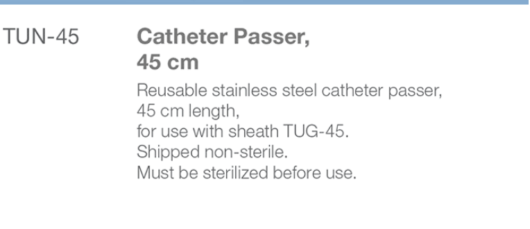 TUN-45 Reusable Catheters passers spec from Rycol Medical in Ireland