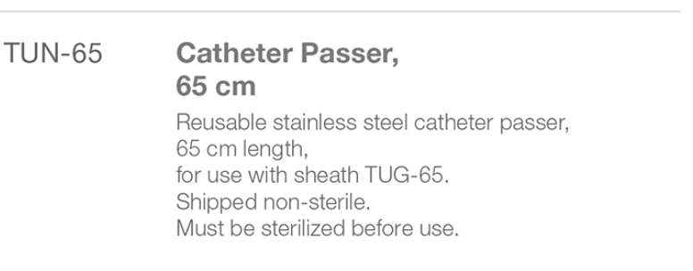 TUN-65 Reusable Catheters passers spec from Rycol Medical in Ireland