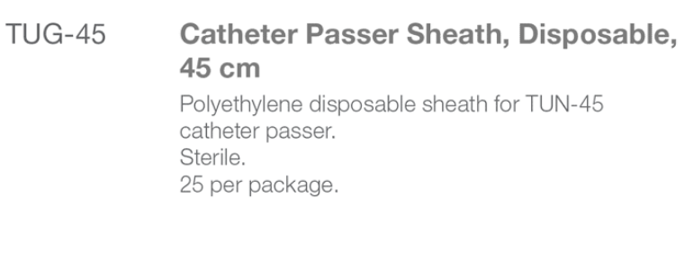 TUG-45 Reusable Catheter Passer Sheath spec from Rycol Medical in Ireland