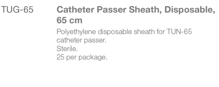 TUG-65 Reusable Catheter Passer Sheath spec from Rycol Medical in Ireland