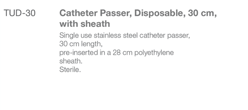 TUD-30 Disposable  Catheter Passer  spec from Rycol Medical in Ireland