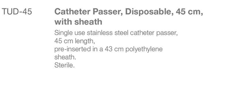TUD-45 Disposable  Catheter Passer  spec from Rycol Medical in Ireland