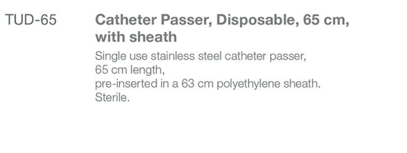 TUD-65 Disposable  Catheter Passer  spec from Rycol Medical in Ireland