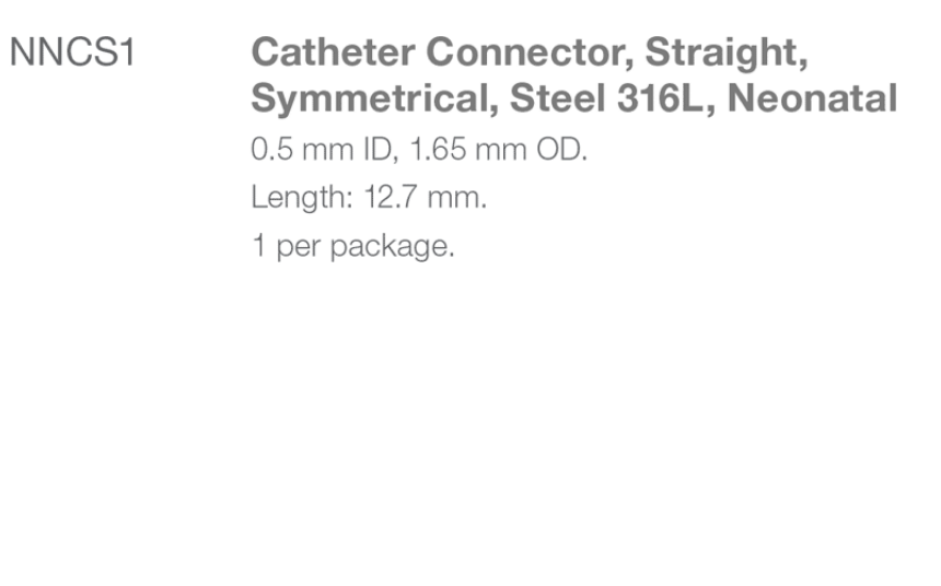 NNCS1 Symmetrical 2 Way Tuohy Needle Connector spec  from Rycol in Ireland