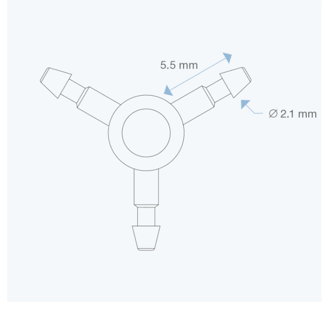 CY1 Tuohy 3 Way Needle Y Connector drawing  from Rycol in Ireland