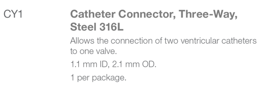 CY1 Tuohy 3 Way Needle Y Connector spec  from Rycol in Ireland