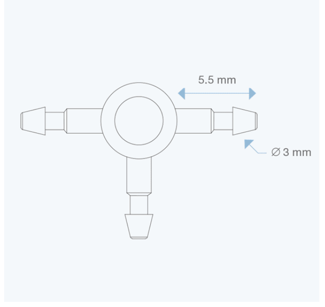 CT1 Tuohy Needle 3 Way T Connector drawing  from Rycol in Ireland