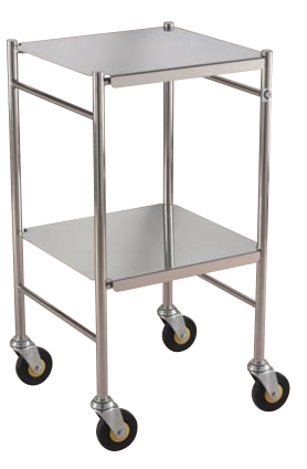 Stainless Steel Instrument/Dressing Trolley with Reversible Shelves available from Rycol Medical in Ireland