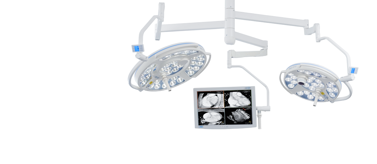 LED 5 and LED 3 OT-lights with camera and monitor available from Rycol Medical in Ireland